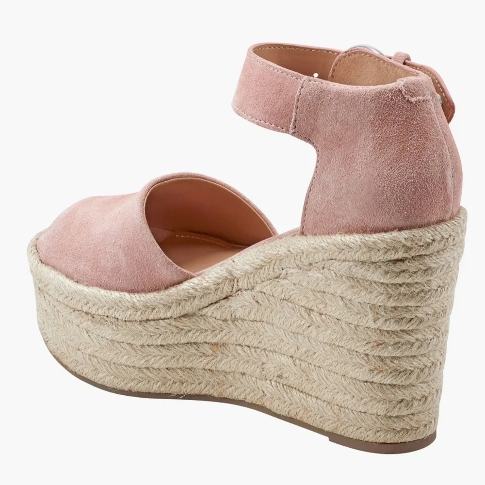 Marc Fisher Alida Suede Leather Espadrille Sandal Ankle Strap Sz 11 l Pink